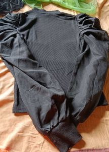 Black Puff Sleeve Top