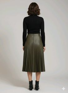 Olive Green Pleated Skirt