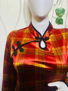 Velvet Two piece combo Of Plaid skirt dress