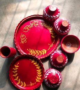 Handmade customized clay plate  &amp; bowl set