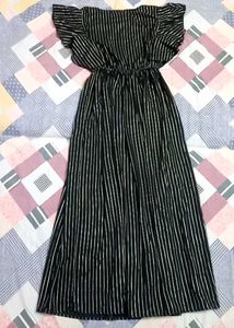 Black &amp; Golden Striped Maxi Dress