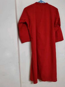 Sober Red Cotton Kurta