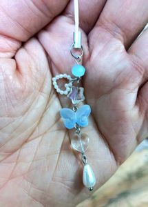 🦋 Fairycore Butterfly Phone Charm with Pearl Drop