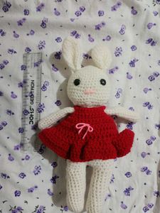 Crochet Bunny Doll in Red Dress