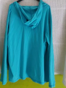 Blue Hooded Open Cardigan