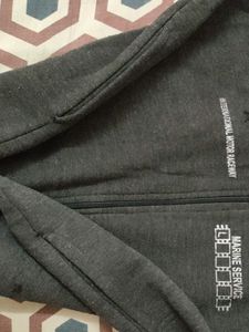 Grey Black Sweatshirt Zipper Hoodie