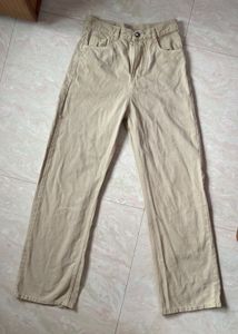 Beige Straight Fit Jeans