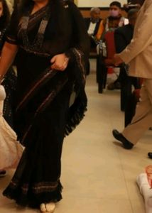 Black Full Saree Fril Work And Border Is Velvet