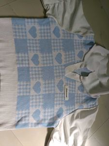 Blue Gingham Heart Sweater Top