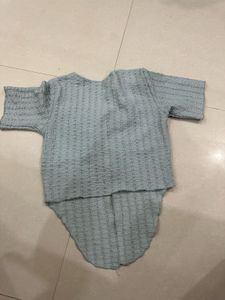 Light Blue Textured Crop Top