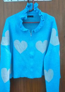 SHEIN Blue Heart Cardigan