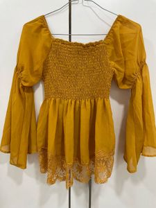 Chic Mustard Peplum Top