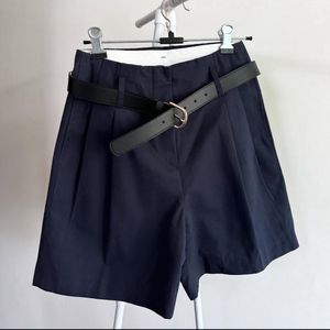 Navy Pleated Shorts