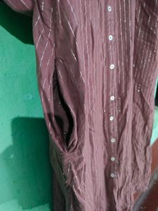 Mauve A line Kurta With Silver Lines