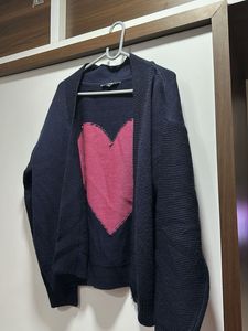 Heart Pattern Knit Cardigan