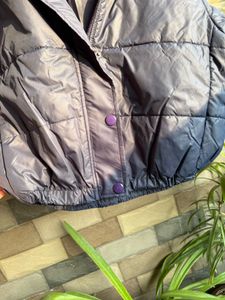 Blue Cropped Puffer Jacket for Women