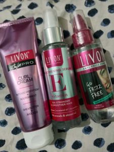 Livon 2 Hair Serum And Curl Cream With Free Purse