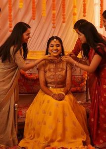 Bridal Haldi Outfit Crop Top With Ghagara