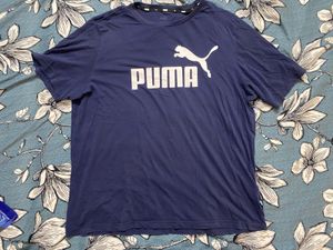 Puma Navy Blue Men ESS Logo T-shirt