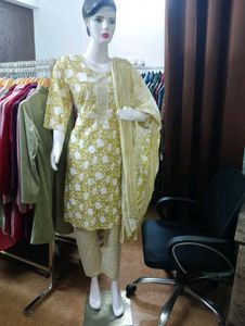 Cotton Kurti Pant Dupatta Set