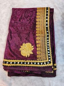 Elegant Embroidered Purple 💜 Saree