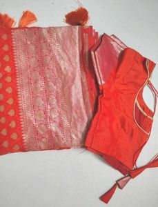 Elegant Red Banarasi Saree