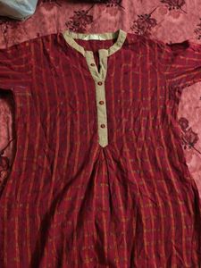 Elegant Red Striped Kurta