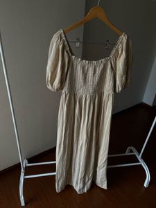 NEW LOOK Stripe Puff Sleeve Smock Midi Dress