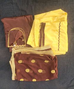 Brown & Yellow Kurta Set