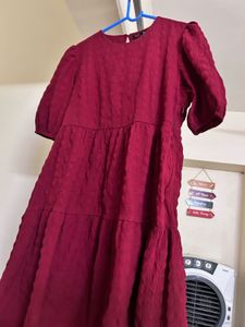 Beautiful Maroon Textured Dress