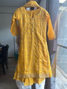 Yellow Geometric Print Kurti