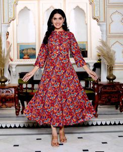 Red Printed Gown