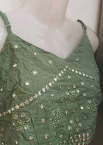 Green Mirror Work Blouse