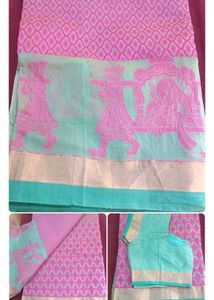 Pink & Turquoise Saree