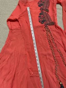Coral Kurta With Slit