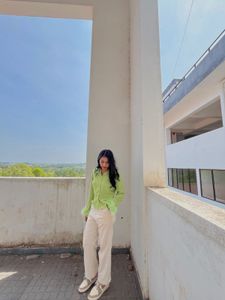 Green Feather Cuff Button-Down