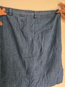 Denim Button-Front Skirt