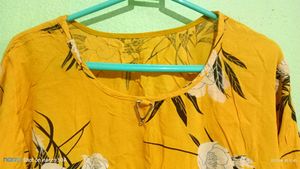 Perfect Floral Print Yellow Top With Bell Sleeves