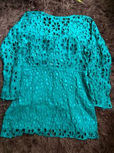 Teal Crochet Top