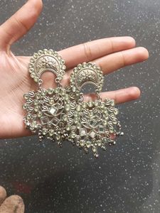 Statement Silver Tone Hoop Earrings