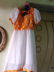 Orange &amp; White Party Dress
