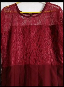 Elegant Maroon Lace Dress