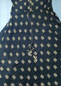 Navy Printed Casual Dress