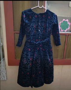 Navy Blue Printed Dress