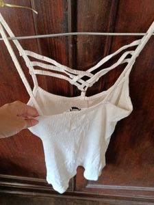 White Top With Crisscross Neckline