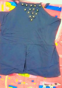 Navy Blue Embellished Top