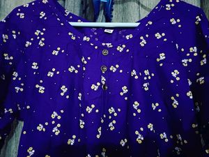 Beautiful Purple Kurti With Flowers