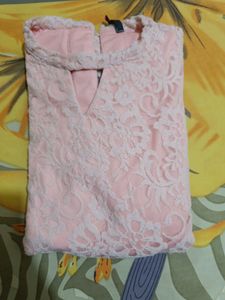 Pink Jali Upper Top, With Lining