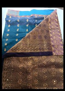 Beautiful Vintage Teal &amp; Gold Saree 👑