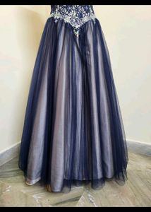 Elegant Navy Blue Embellished Gown